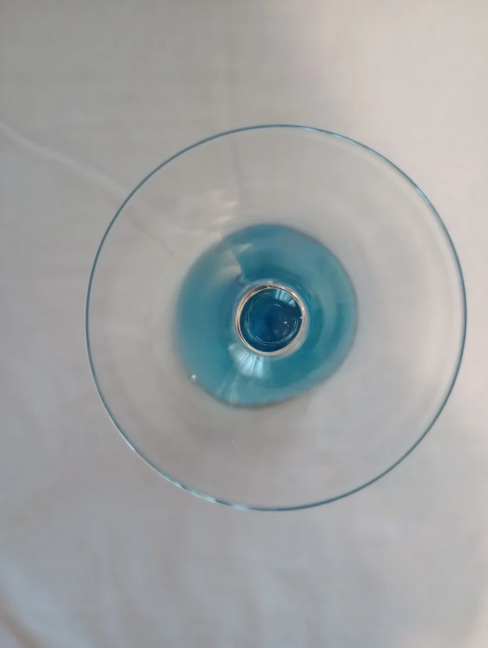 Vintage Empoli Style Blue Ribbed Glass Wine/Water Goblets - Set Of 2